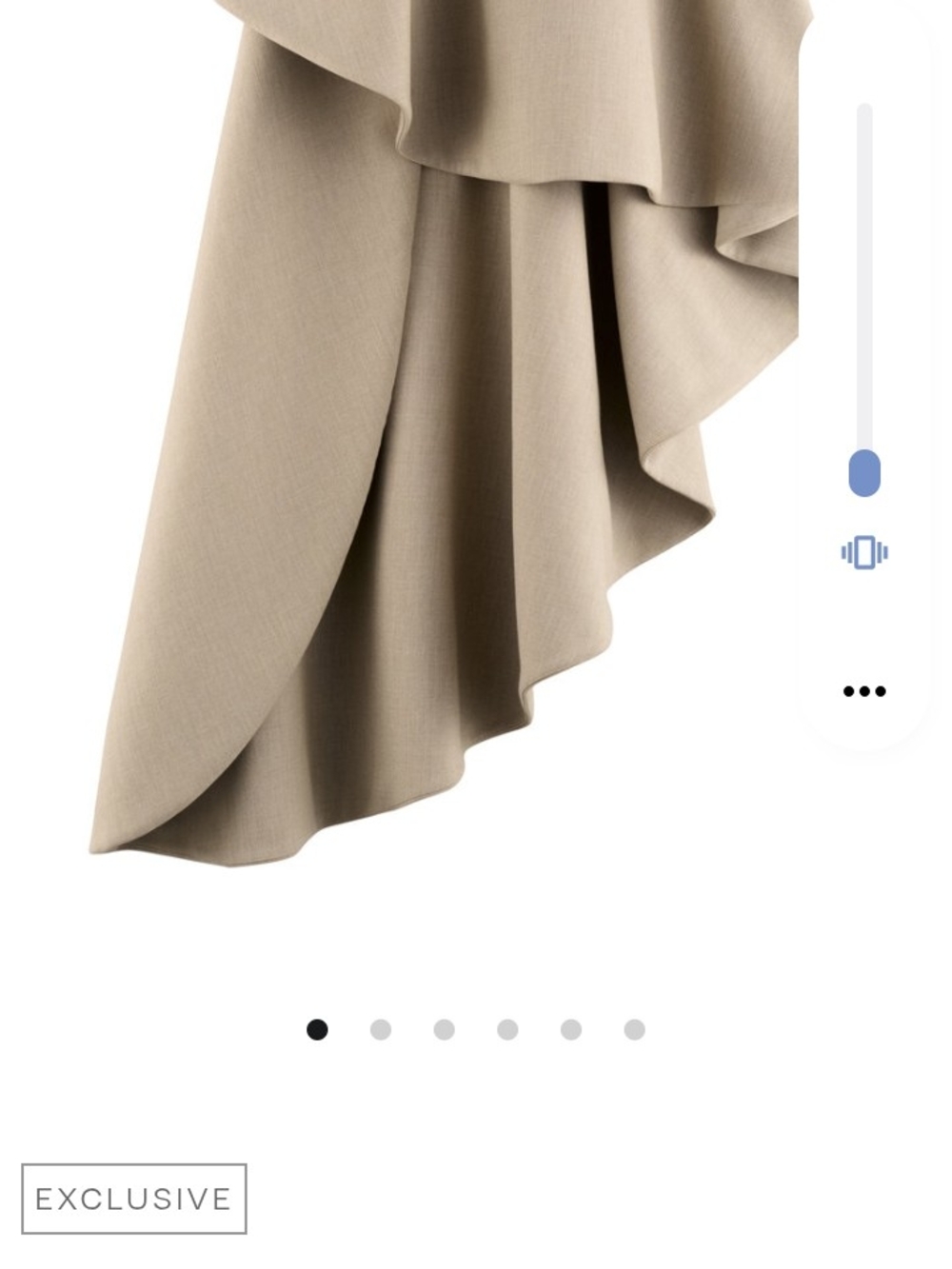 Exclusive Asymmetrical Ruffle Midi Skirt in Taupe